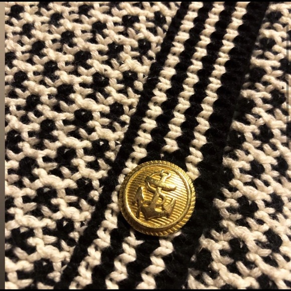 Nautical Chunky Knit Gold Anchor Button Cardigan - Picture 3 of 3
